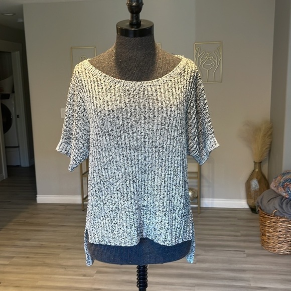 RACHEL Rachel Roy Sweaters - Rachel Rachel Roy Black White Knit Short Dolman Sleeve Hi Low Sweater Medium